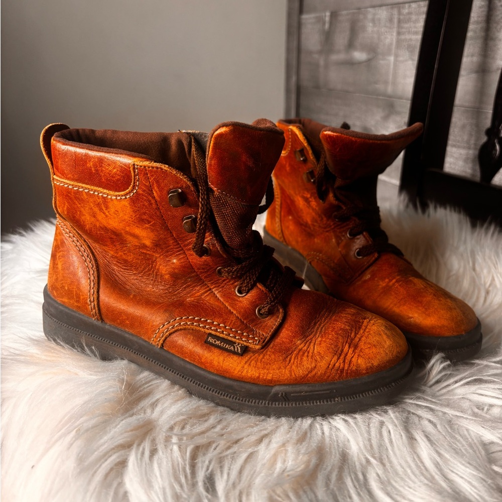Romika waterproof washable Brown Leather lace up ankle Boots